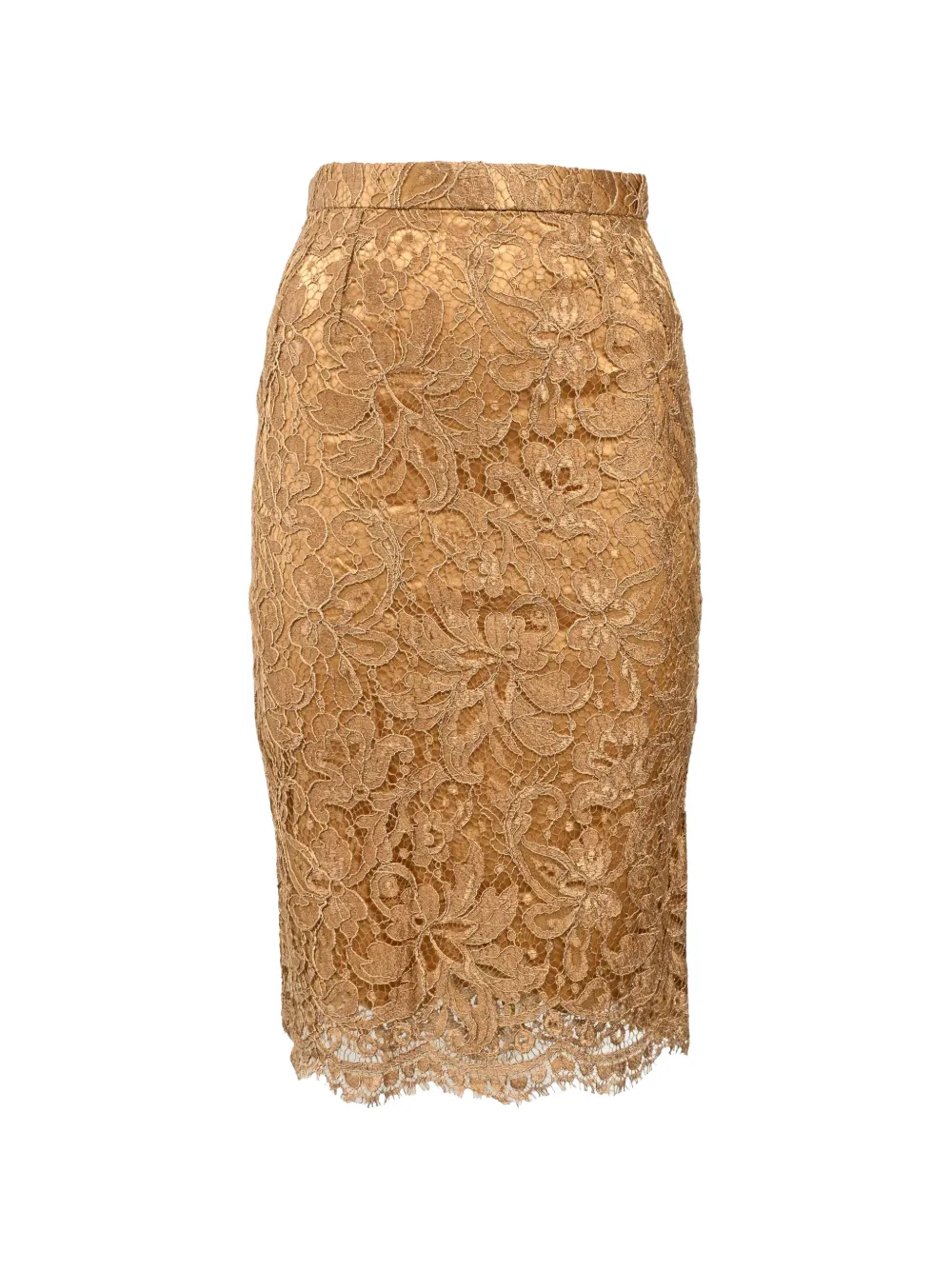 Dolce & Gabbana Pre-Owned lace pencil skirt - Marrone