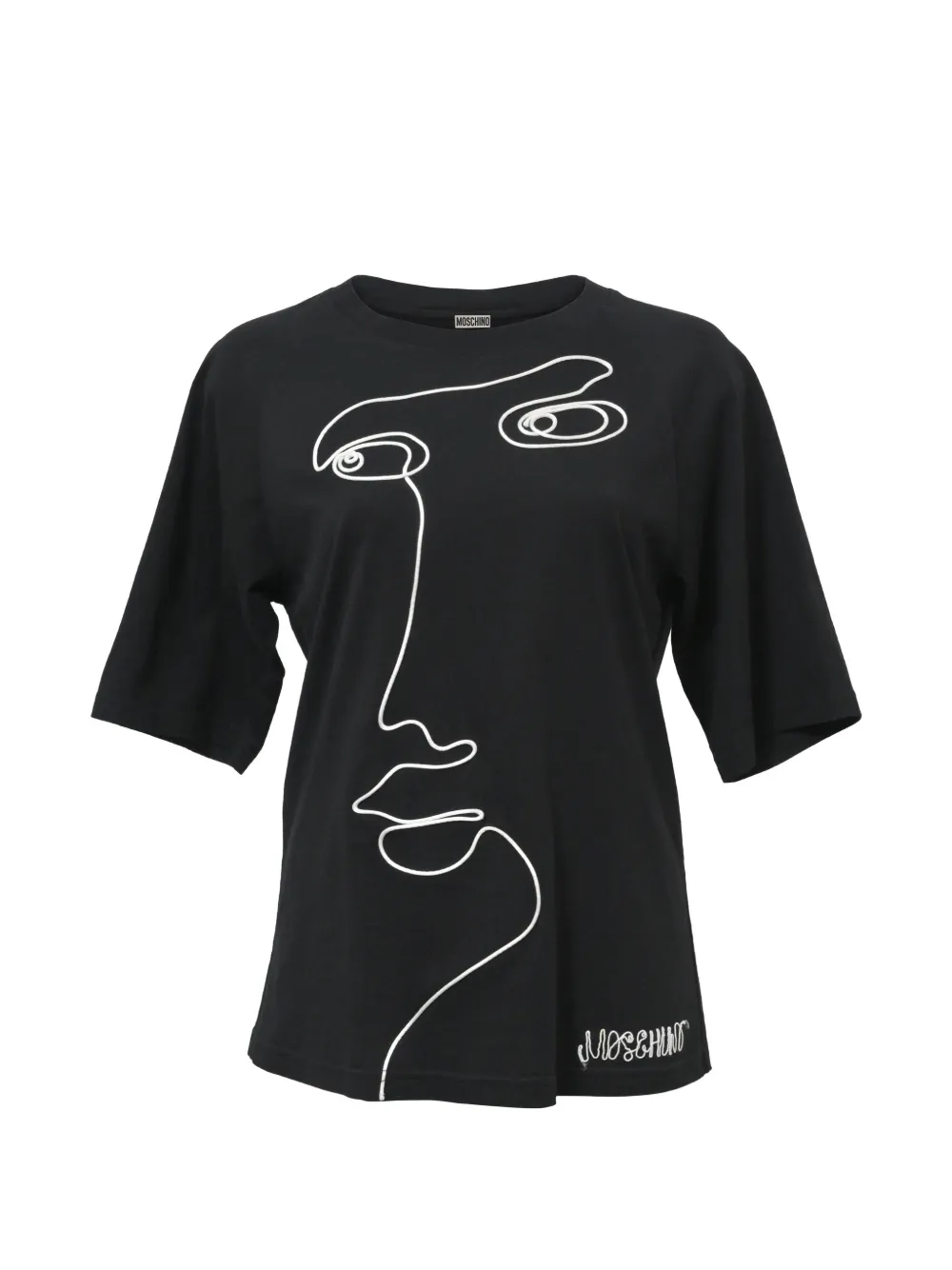 Moschino Pre-Owned face embroidered T-shirt - Nero