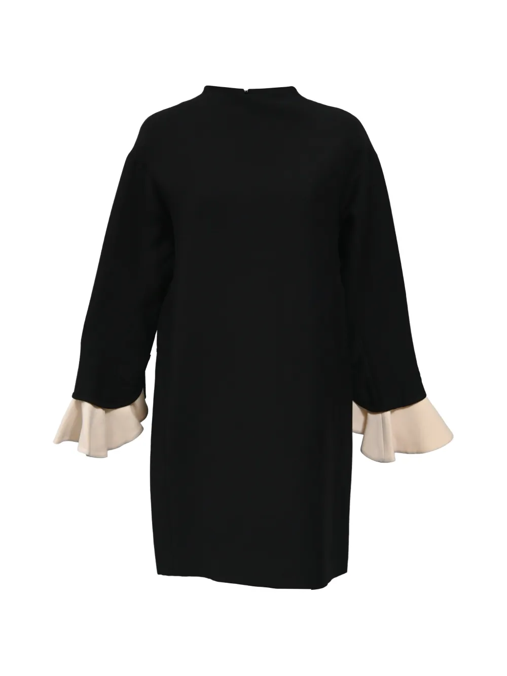 Pre-owned Valentino Bell-sleeved Shift Dress In Black