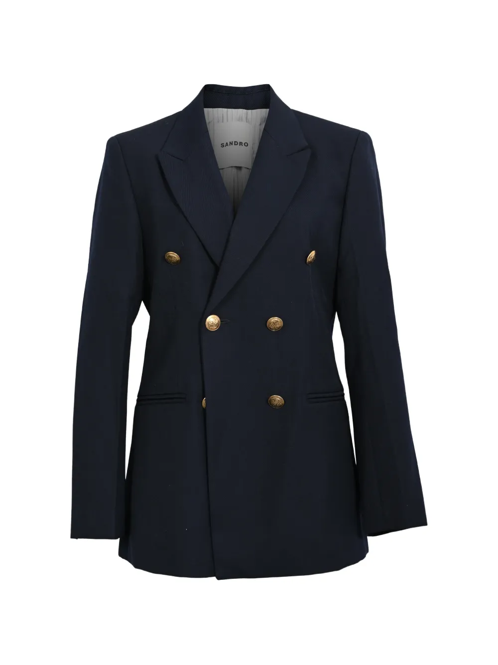 Pre-owned Sandro Double-breasted Blazer In Blue