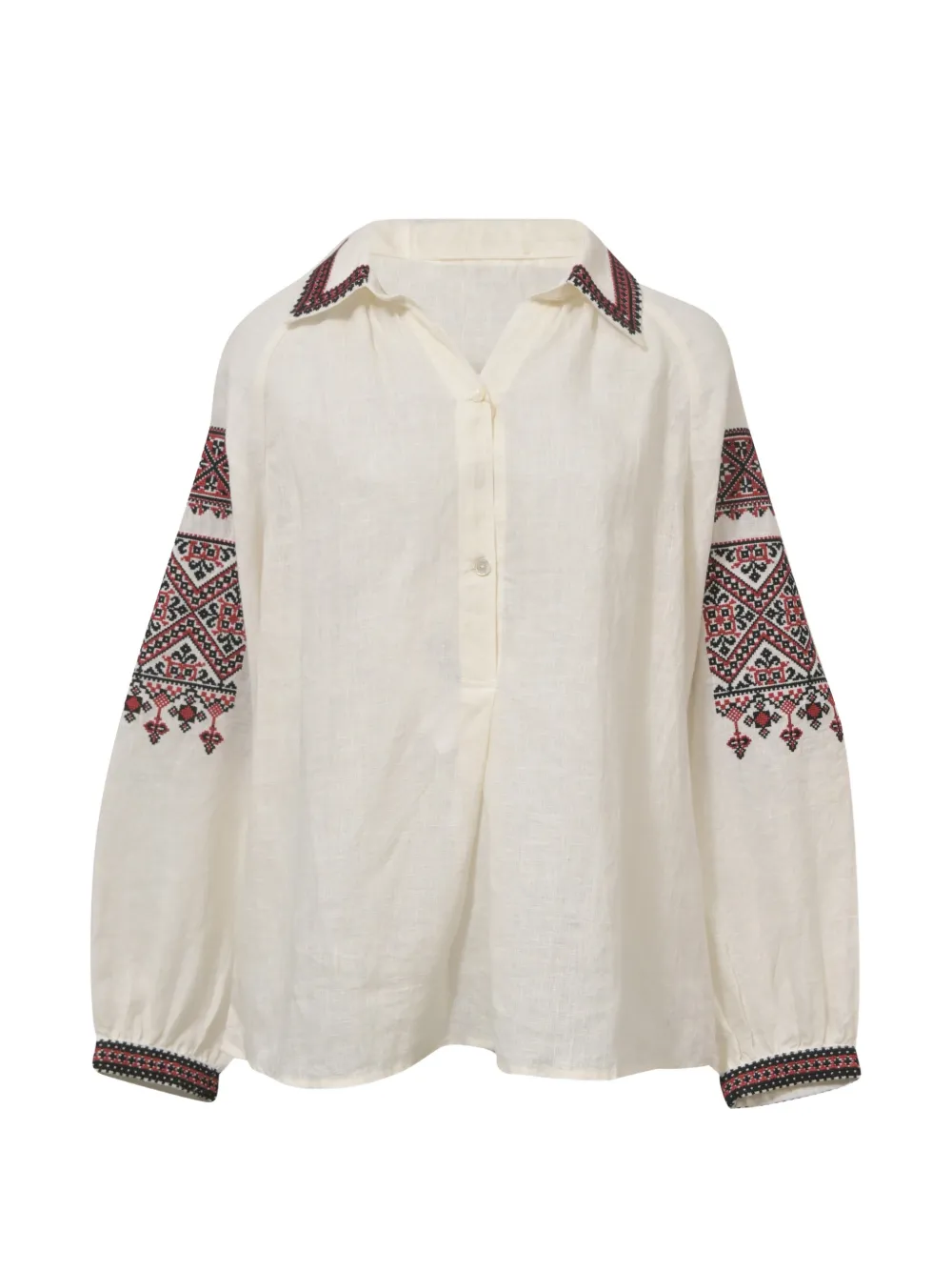 Pre-owned Nili Lotan Jill Embroidered Blouse In Neutral