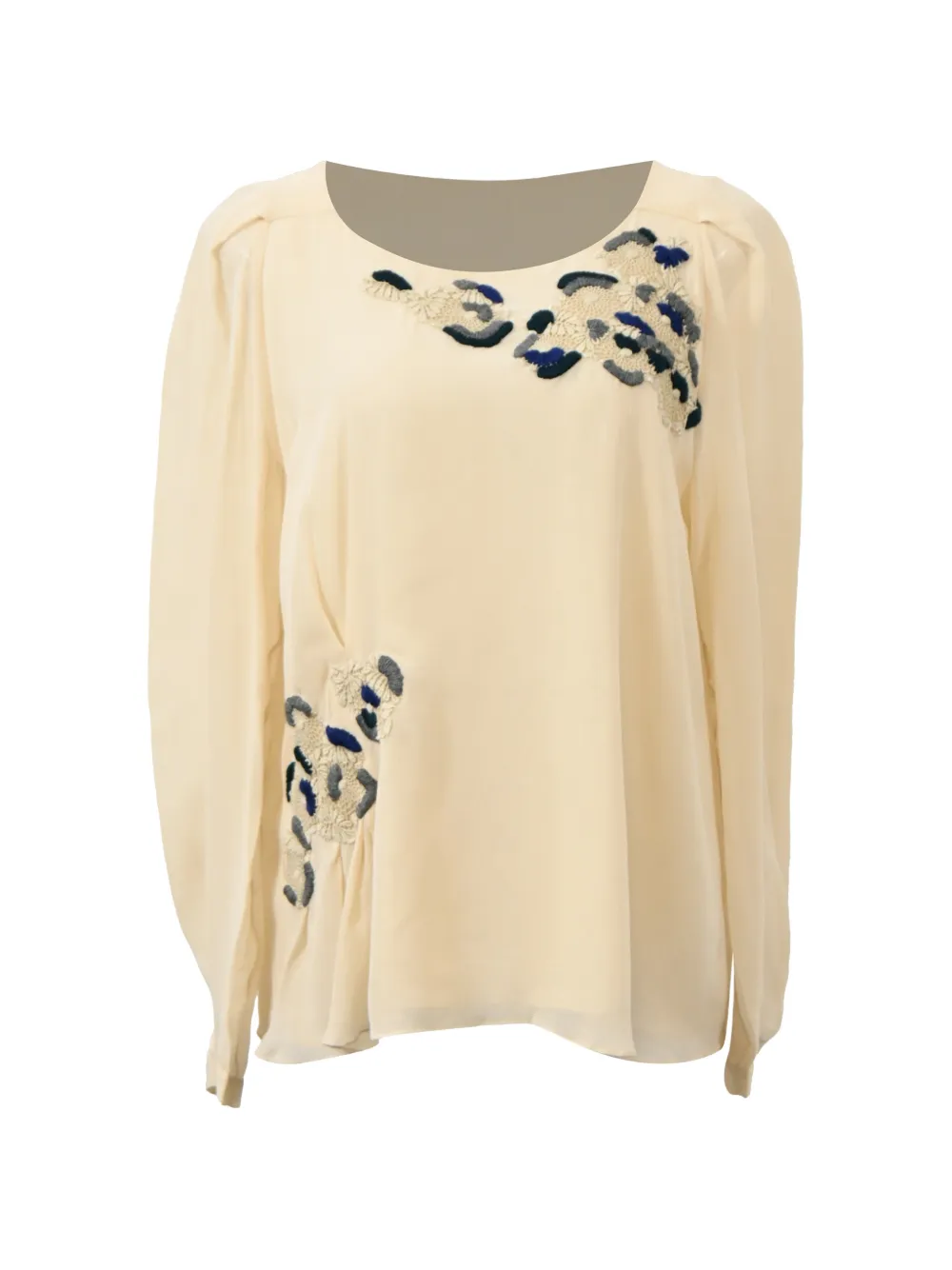 Pre-owned Vanessa Bruno Embroidered Long-sleeve Blouse In Neutral