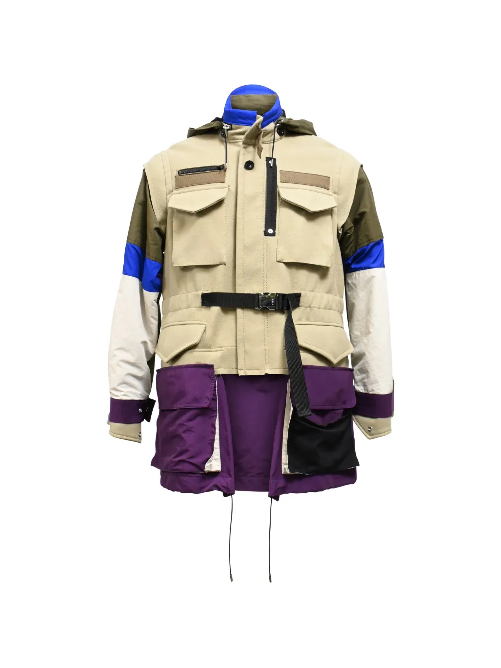 sacai color-blocked Melton jacket - Toni neutri