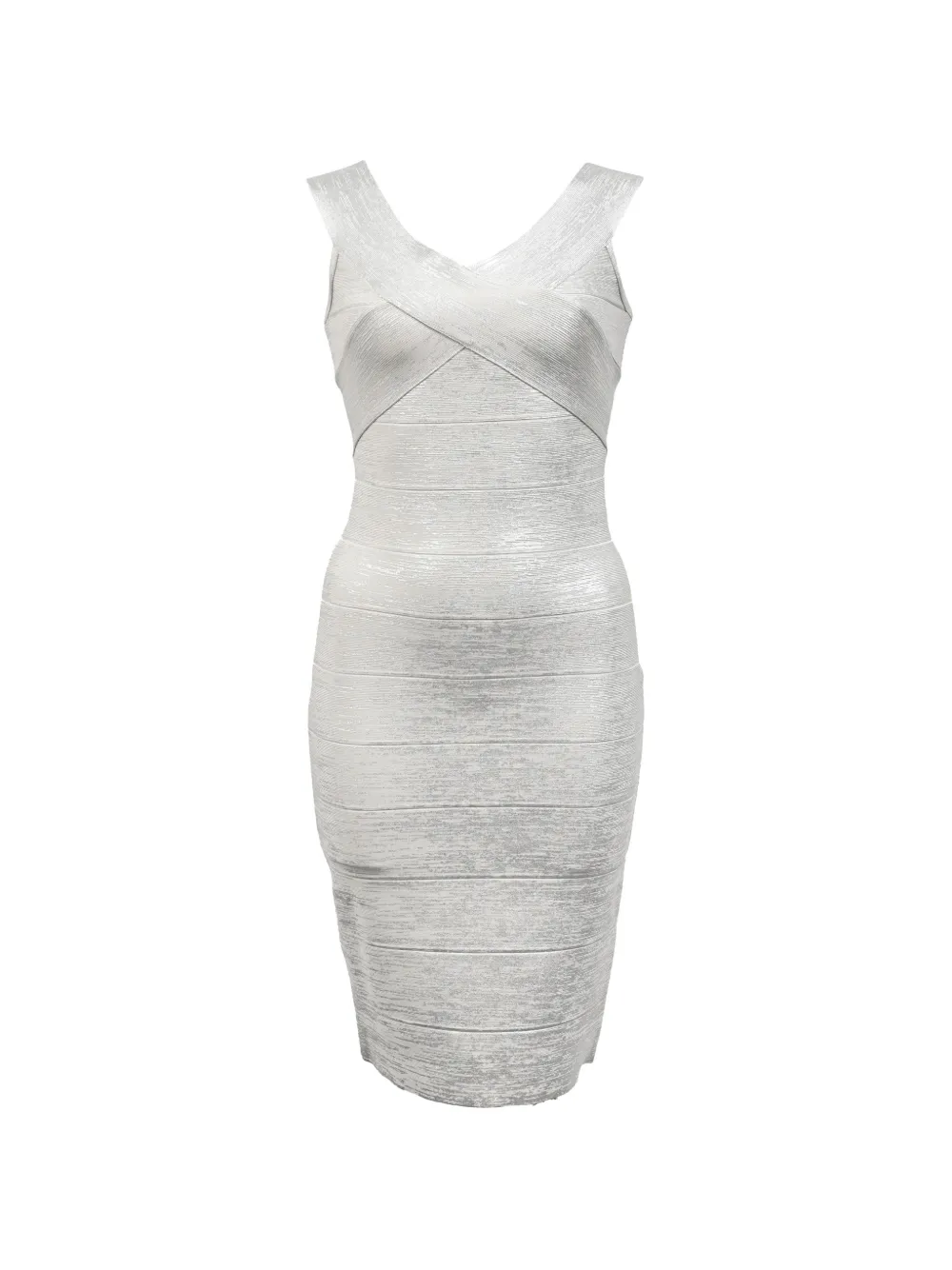 herve leger silver bandage dress Herve Leger S/S Crystal Bandage Dress Silver S  Elite Preloved