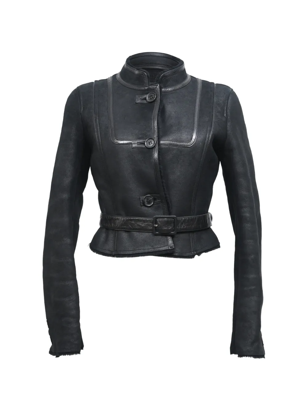 Celine Pre-Owned belted mandarin-collar jacket - Nero