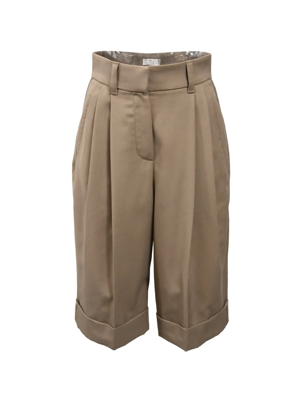 Brunello Cucinelli Vintage pleated folded-hem shorts - Toni neutri