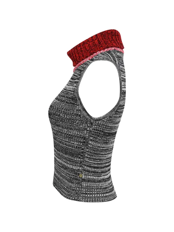 Louis Vuitton Pre-Owned patterned-knit Sleeveless Top | Grey