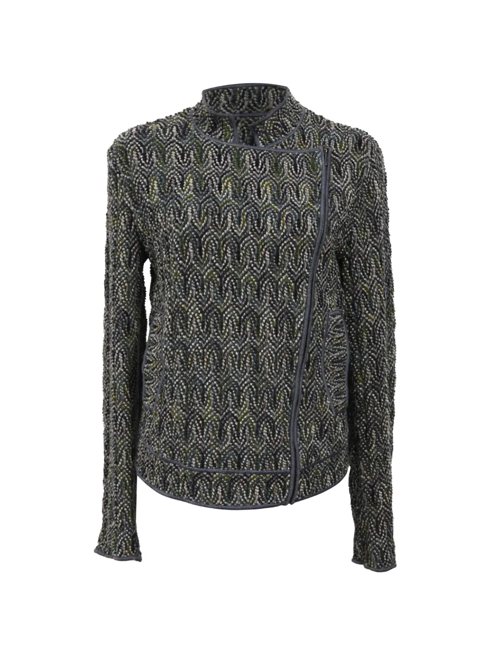 Missoni Pre-Owned zigzag-knit overlap jacket - Grigio