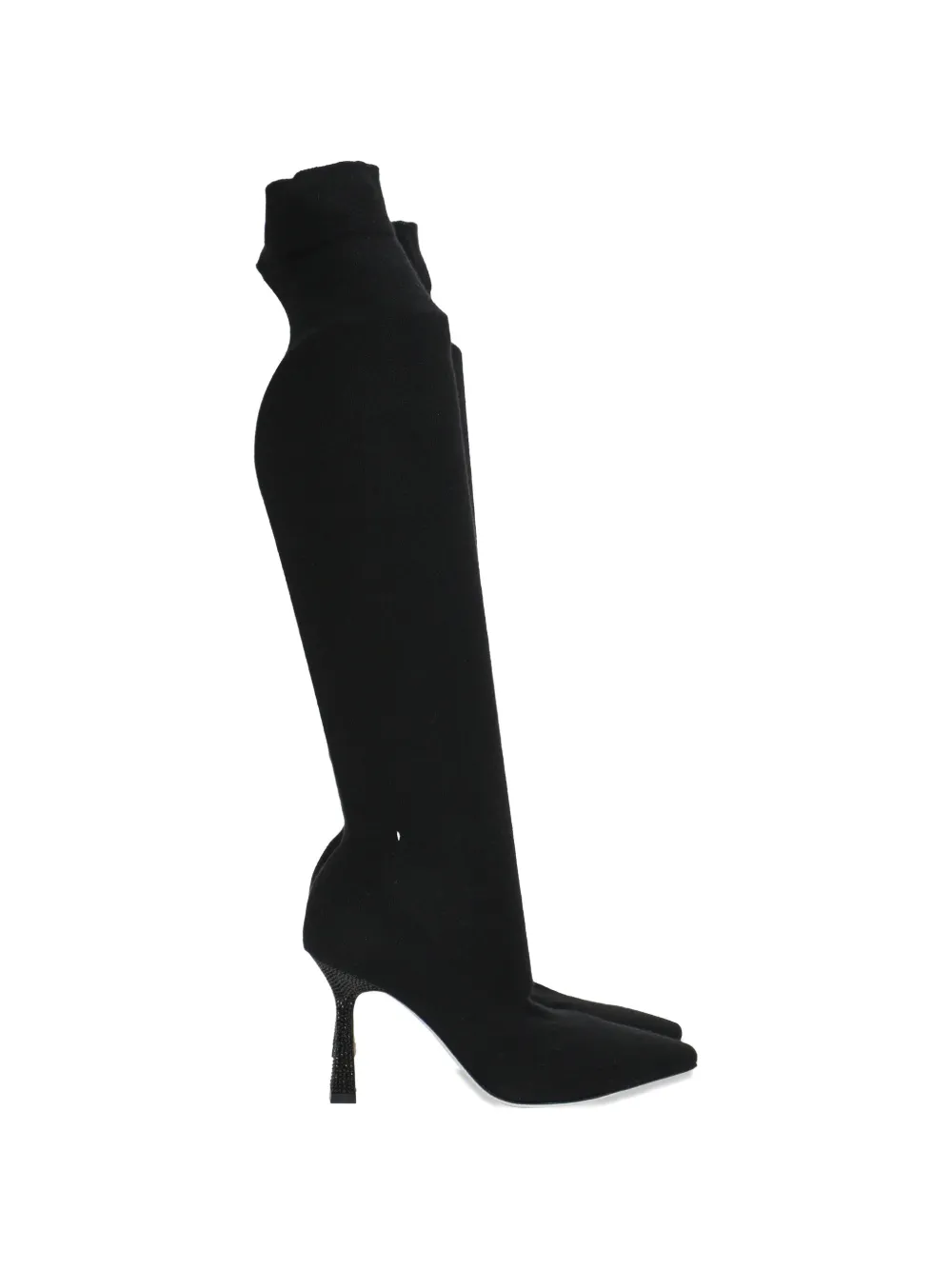 René Caovilla crystal-embellished knitted boots - Black