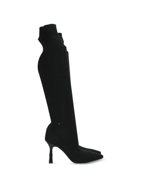René Caovilla crystal-embellished knitted boots