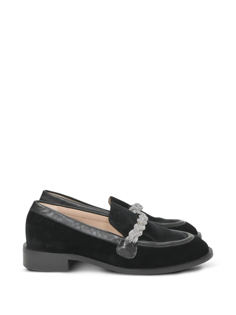 Stuart Weitzman crystal-embellished chain-link loafers - Nero