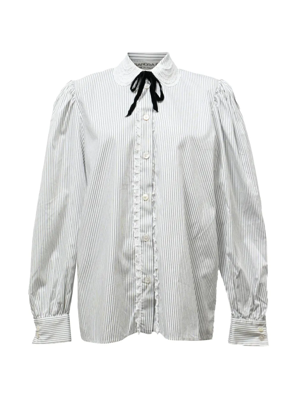 Alessandra Rich striped lace-trimmed blouse - Bianco