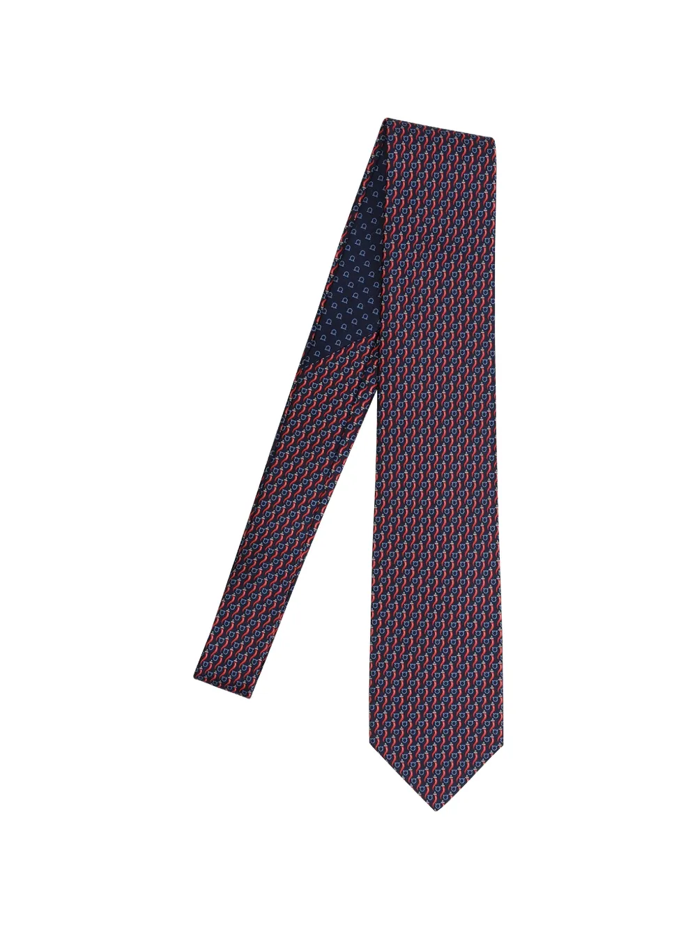 Ferragamo Gancini-print Silk Tie In Brown