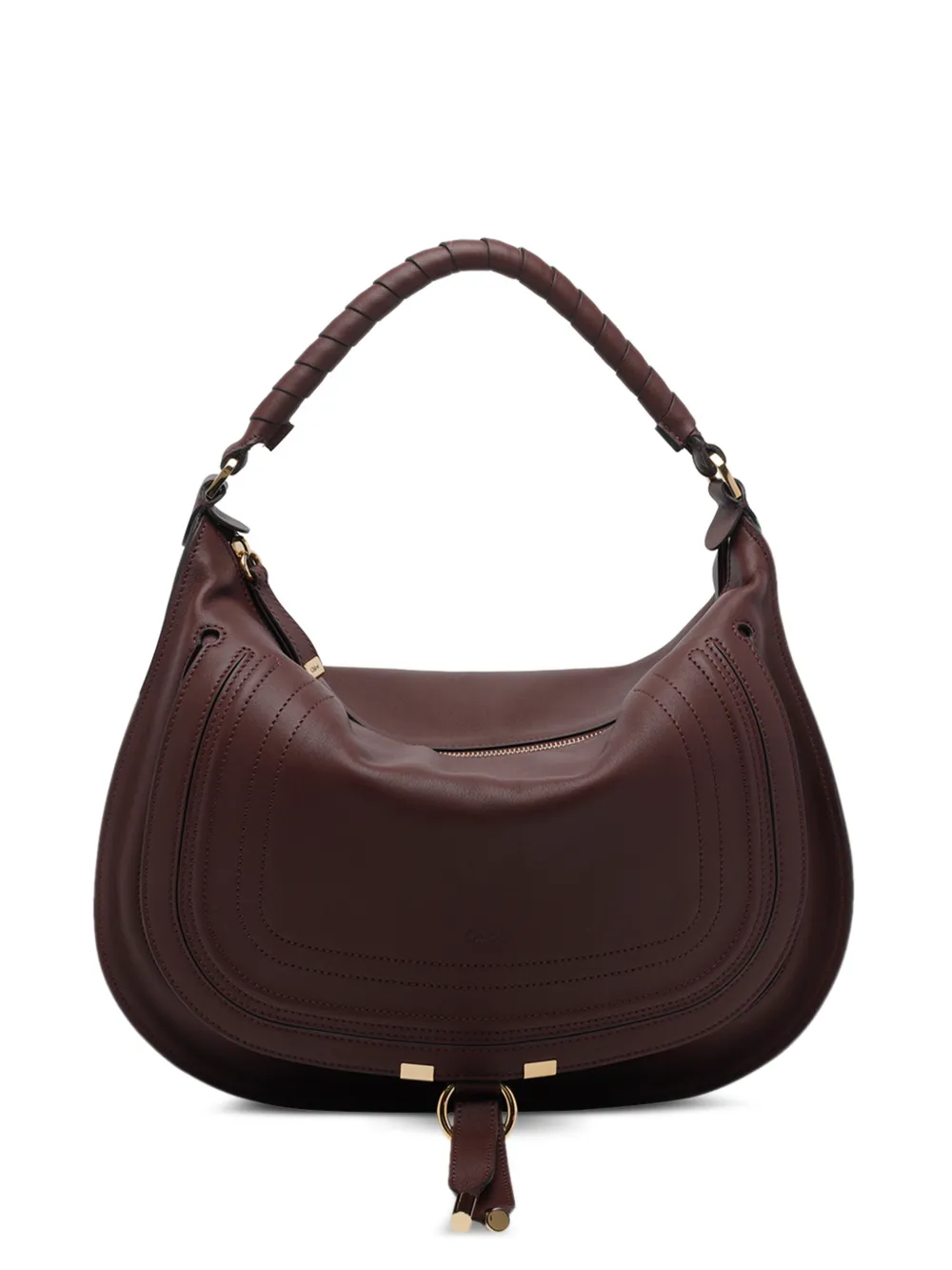 Chloé Marcie stitch-detail shoulder bag - Marrone
