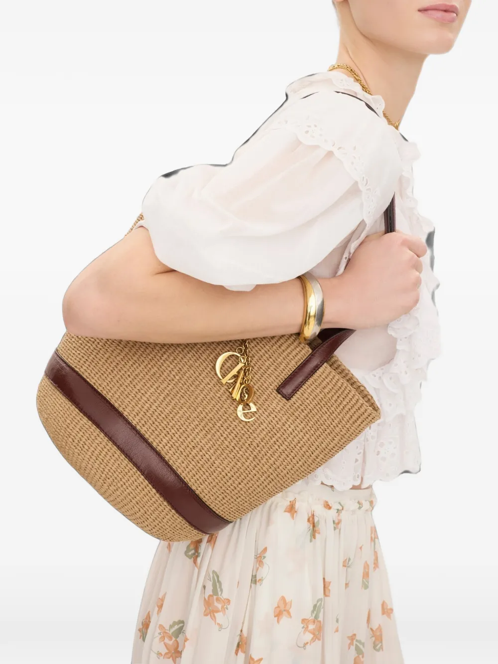Chloé Charms shopper met logo-hanger Beige