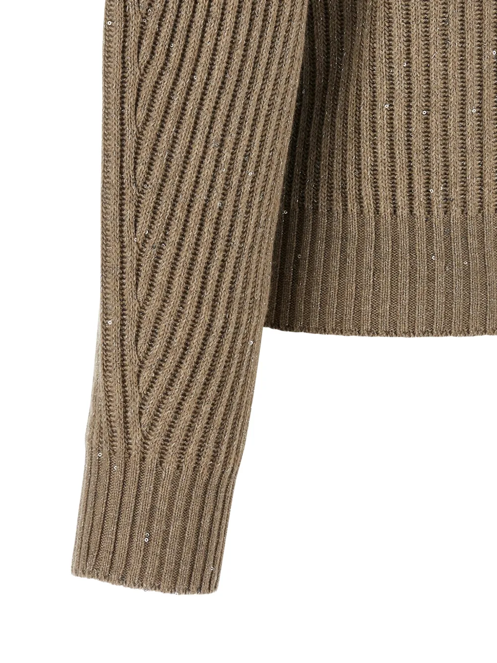 Brunello Cucinelli Ribgebreide trui verfraaid met pailletten Beige