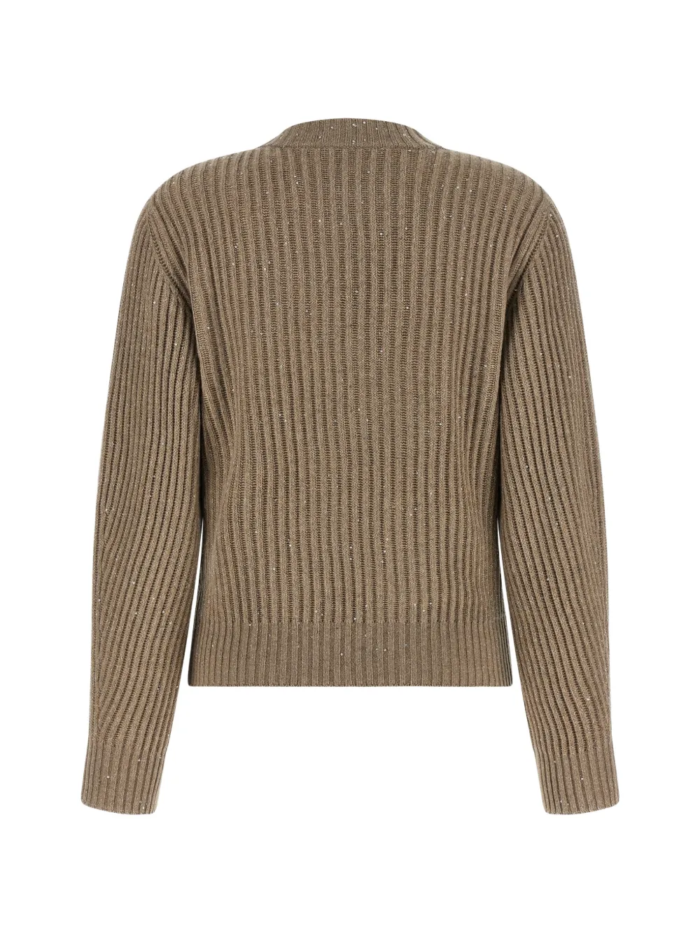 Brunello Cucinelli Ribgebreide trui verfraaid met pailletten Beige