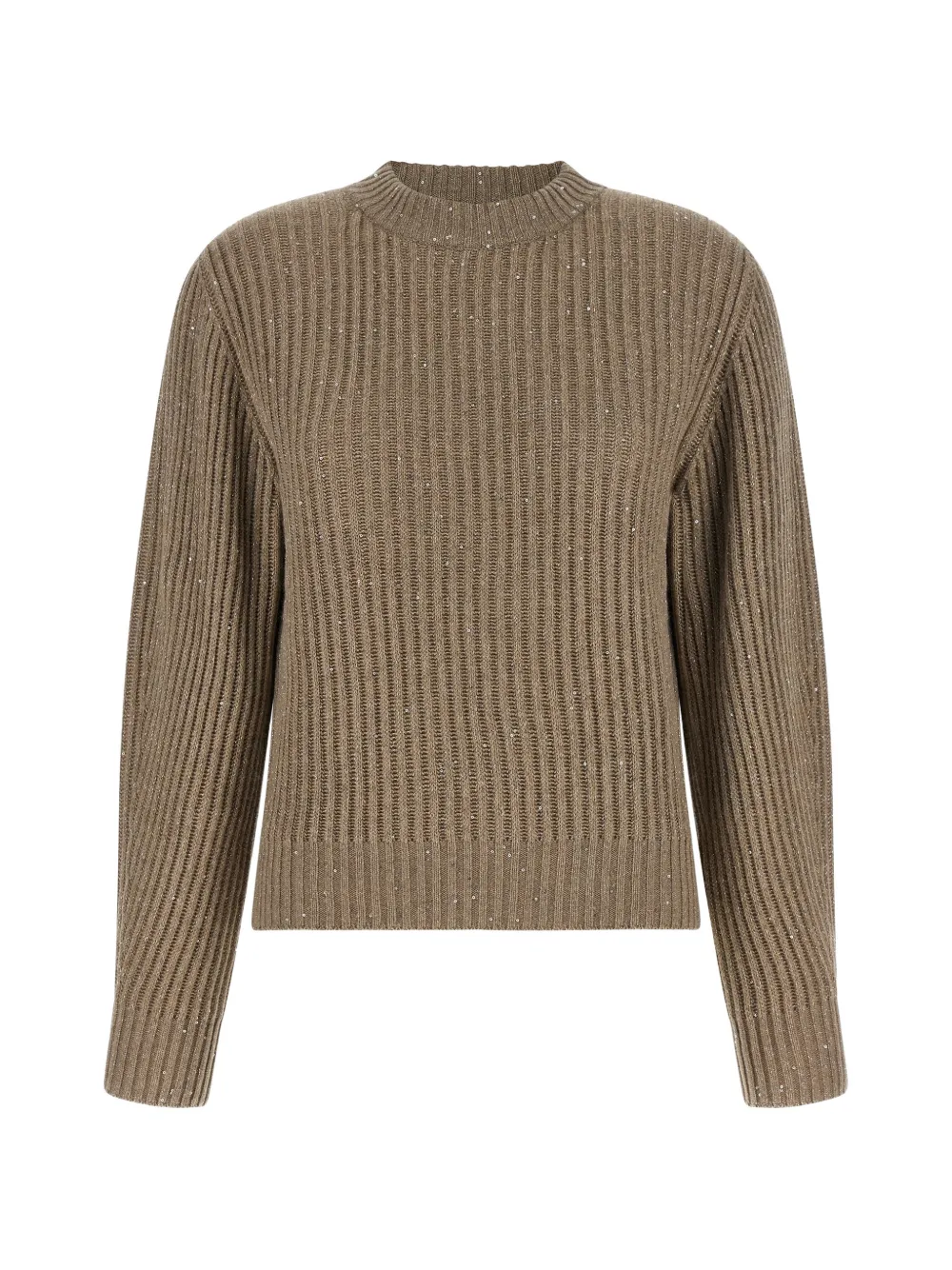 Brunello Cucinelli sequin-embellished rib-knit sweater - Toni neutri
