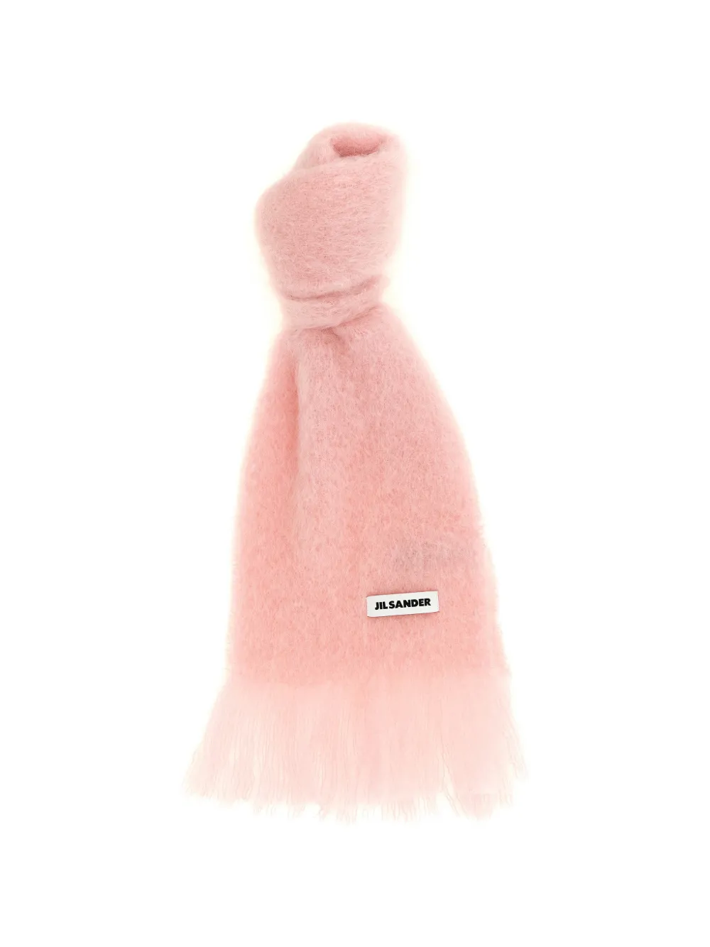 Jil Sander logo-patch fringed scarf - Rosa
