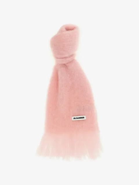 Jil Sander bufanda con flecos y parche del logo