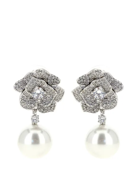 Self-Portrait crystal-embellished flower earrings