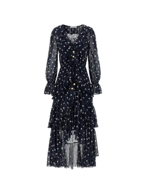 Self-Portrait polka-dot ruffled asymmetric dress