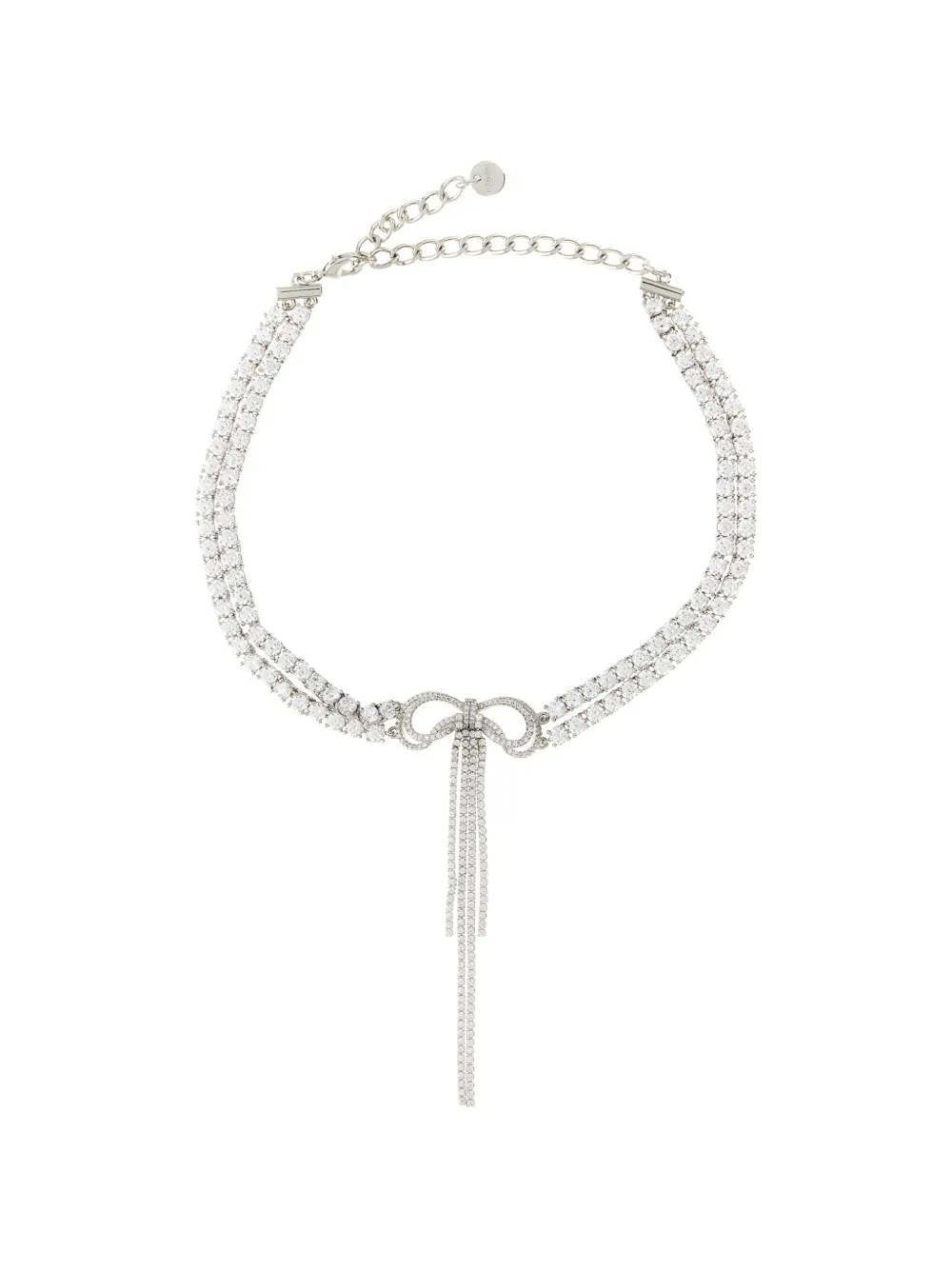 Self-Portrait Double Crystal Bow necklace - Argento