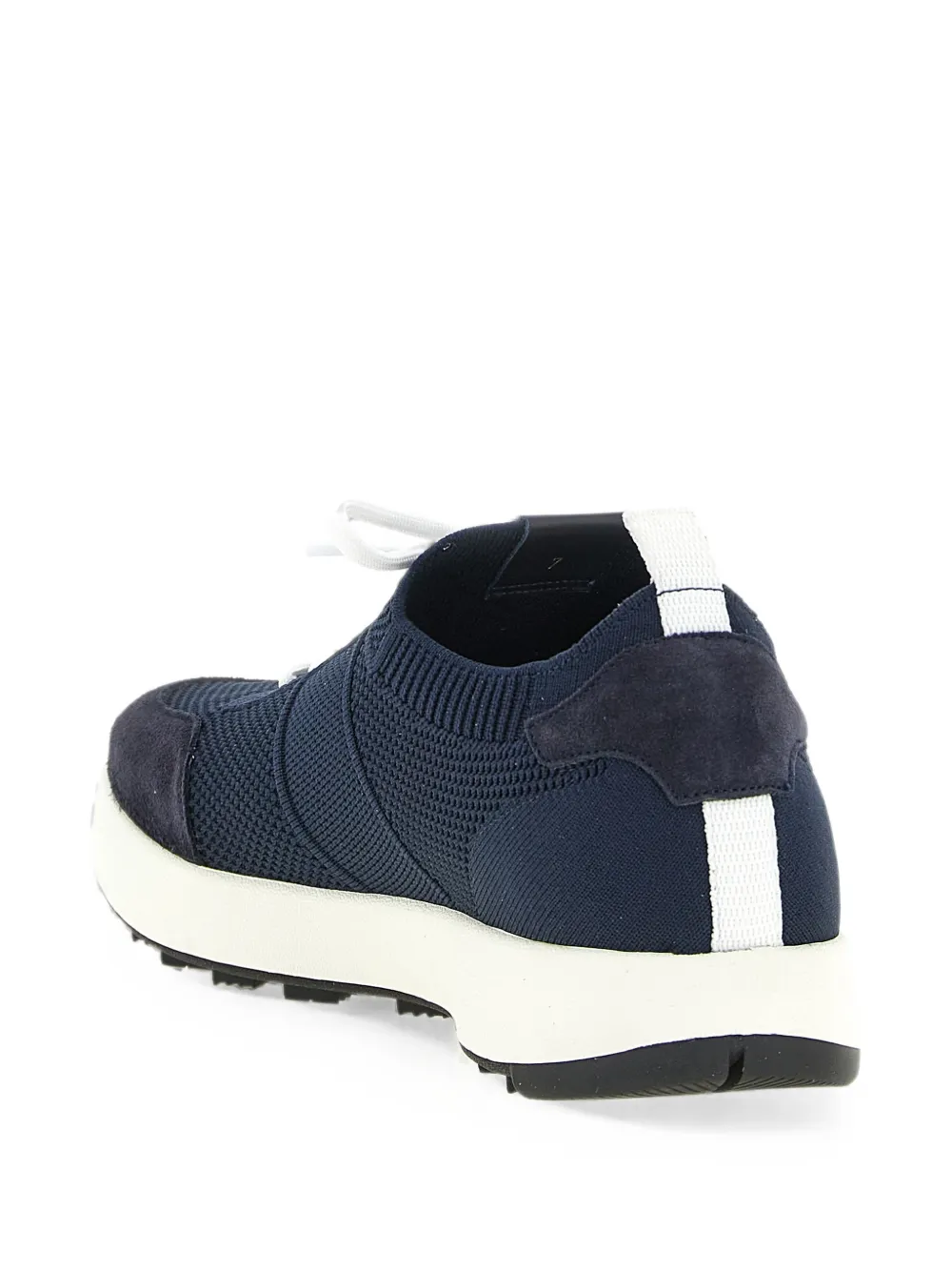 Kiton knitted suede-panel sneakers Blauw