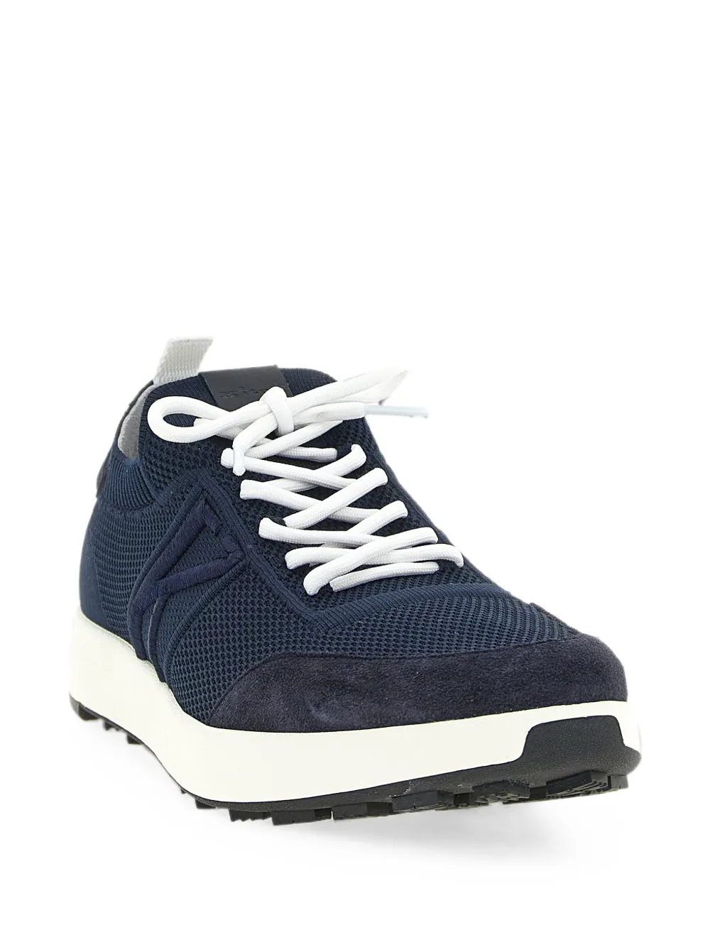 Kiton knitted suede-panel sneakers Blauw