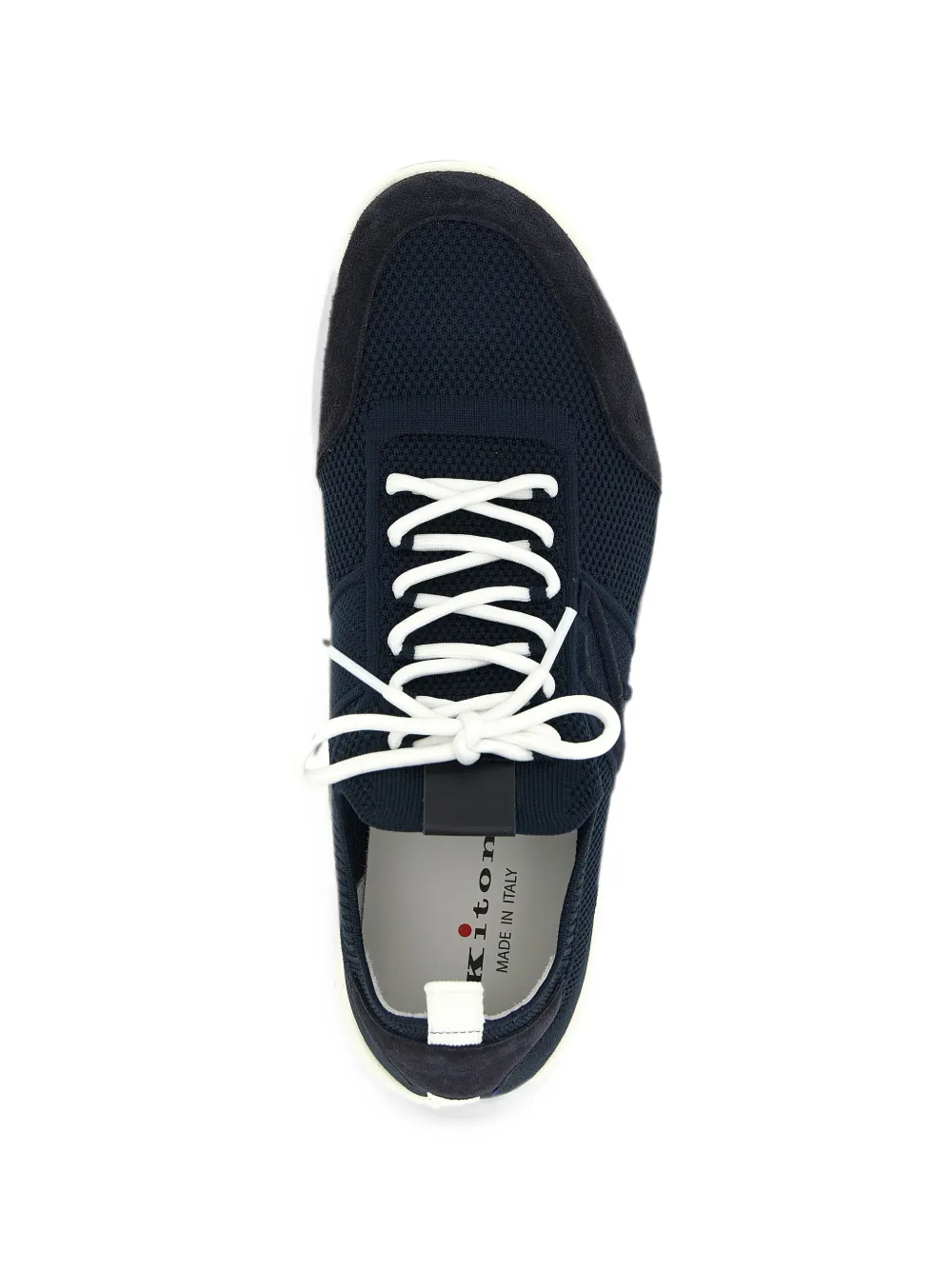 Kiton knitted suede-panel sneakers Blauw