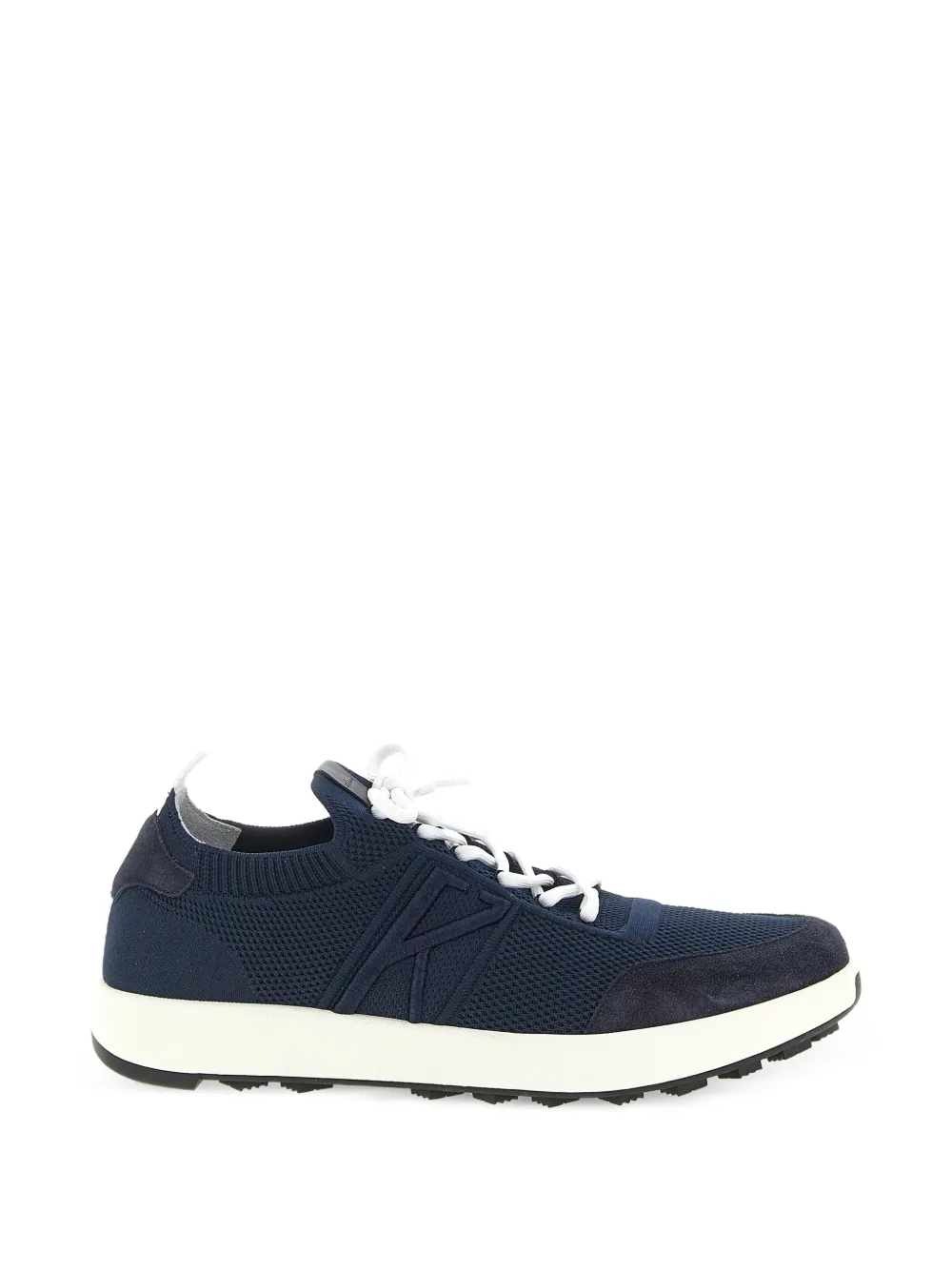 Kiton suede-panelled cotton sneakers - Blau