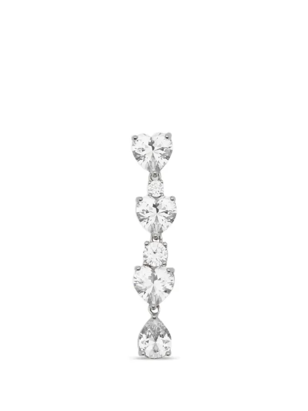 Self-Portrait Crystal-heart Tiered Earrings in Silver