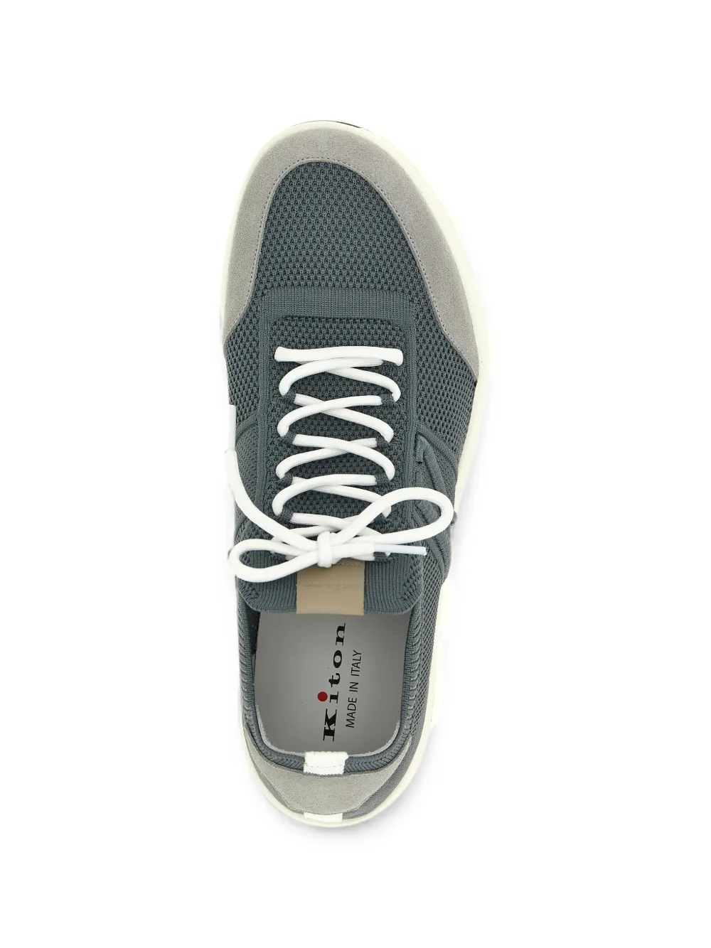 Kiton suede-panelled slip-on sneakers Blauw