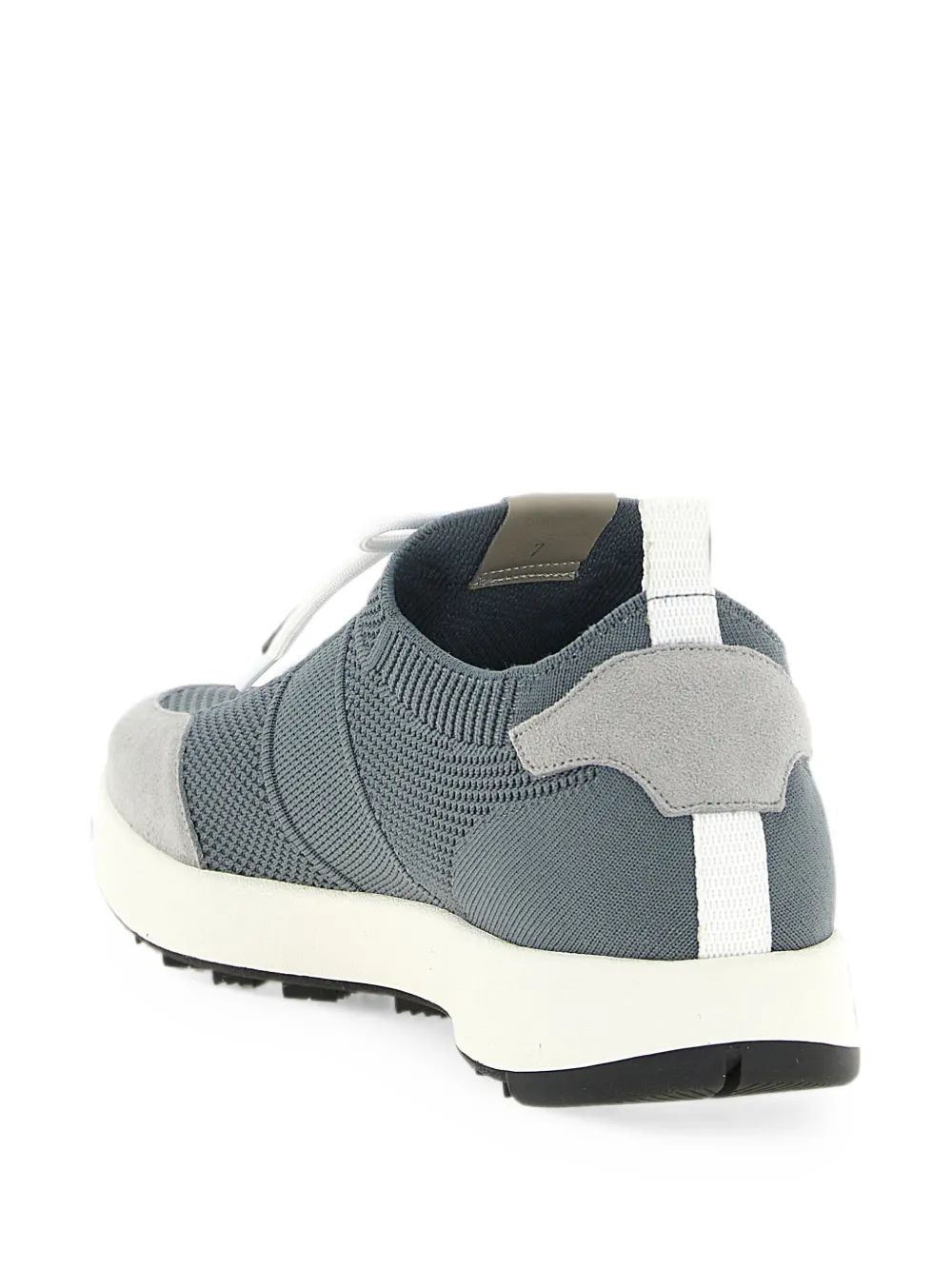 Kiton suede-panelled slip-on sneakers Blauw