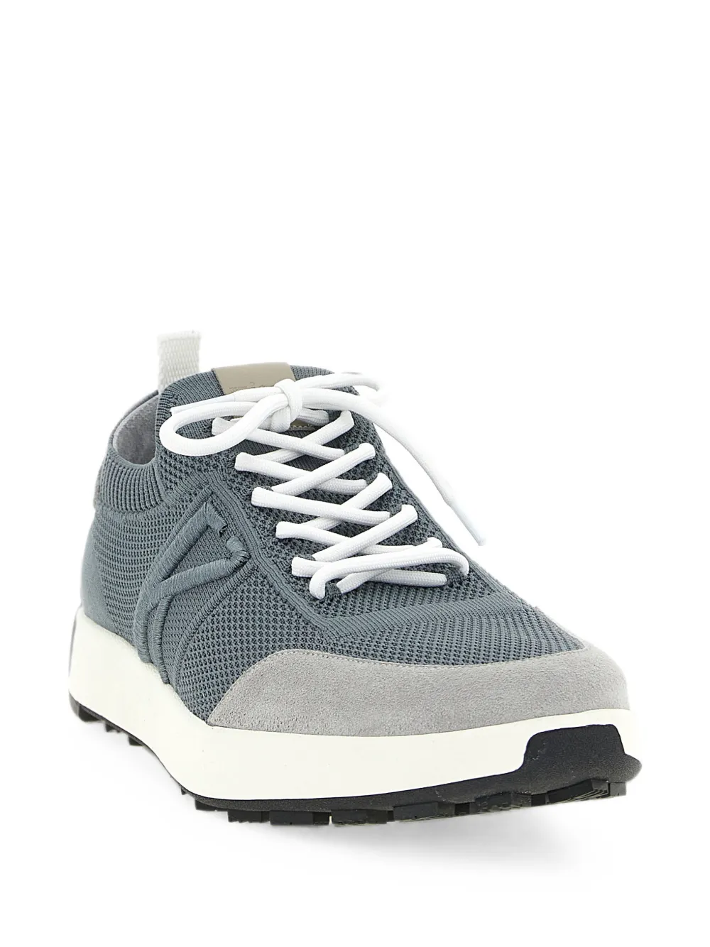 Kiton suede-panelled slip-on sneakers Blauw