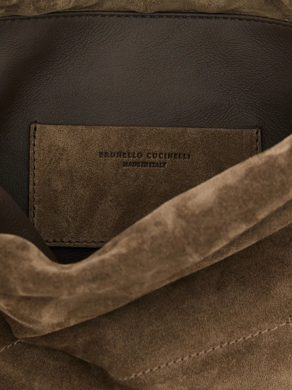 Brunello Cucinelli Duo Monile suède buidel Bruin