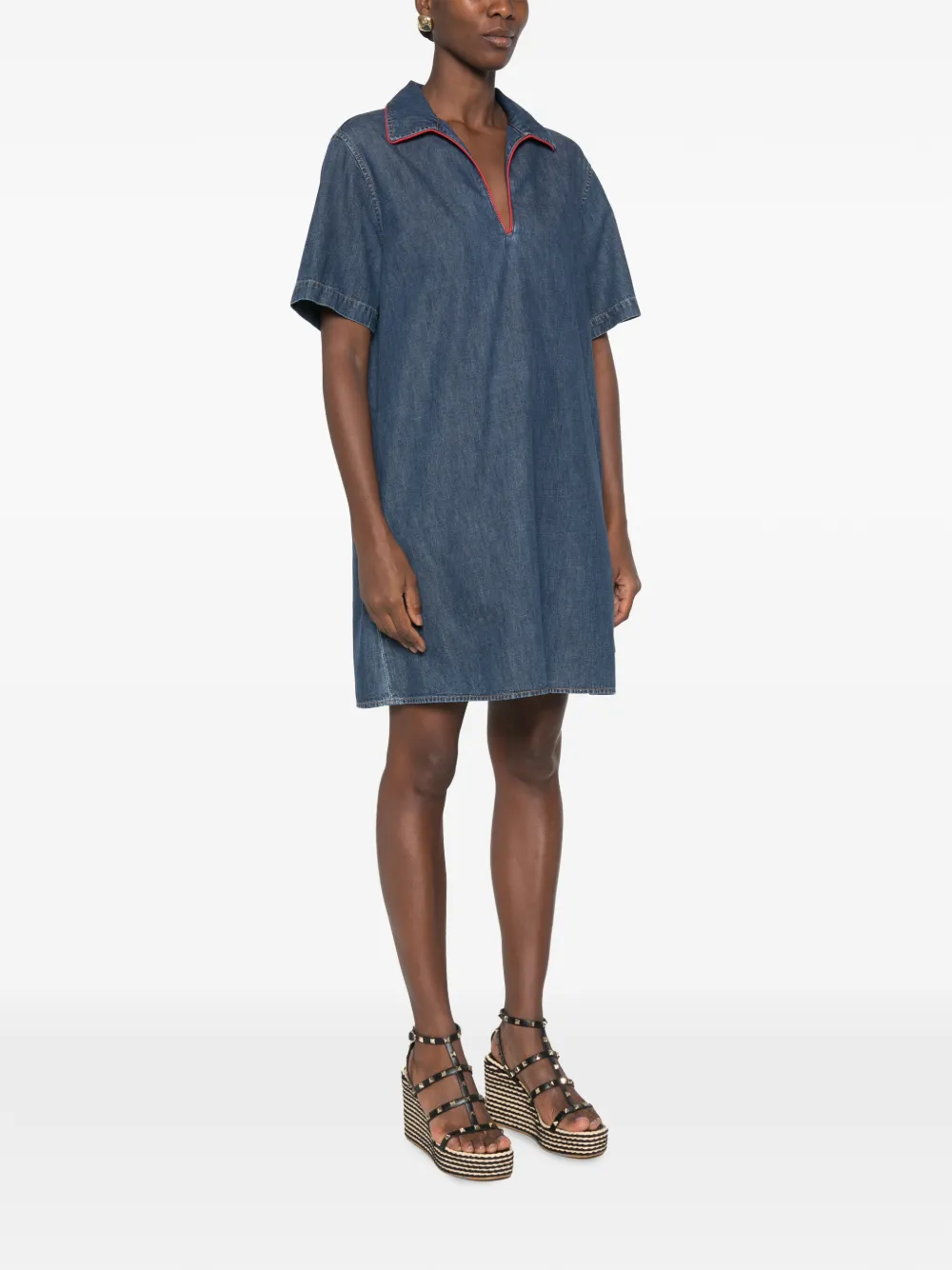 Valentino Garavani VLogo mini-jurk met contrasterende afwerking Blauw