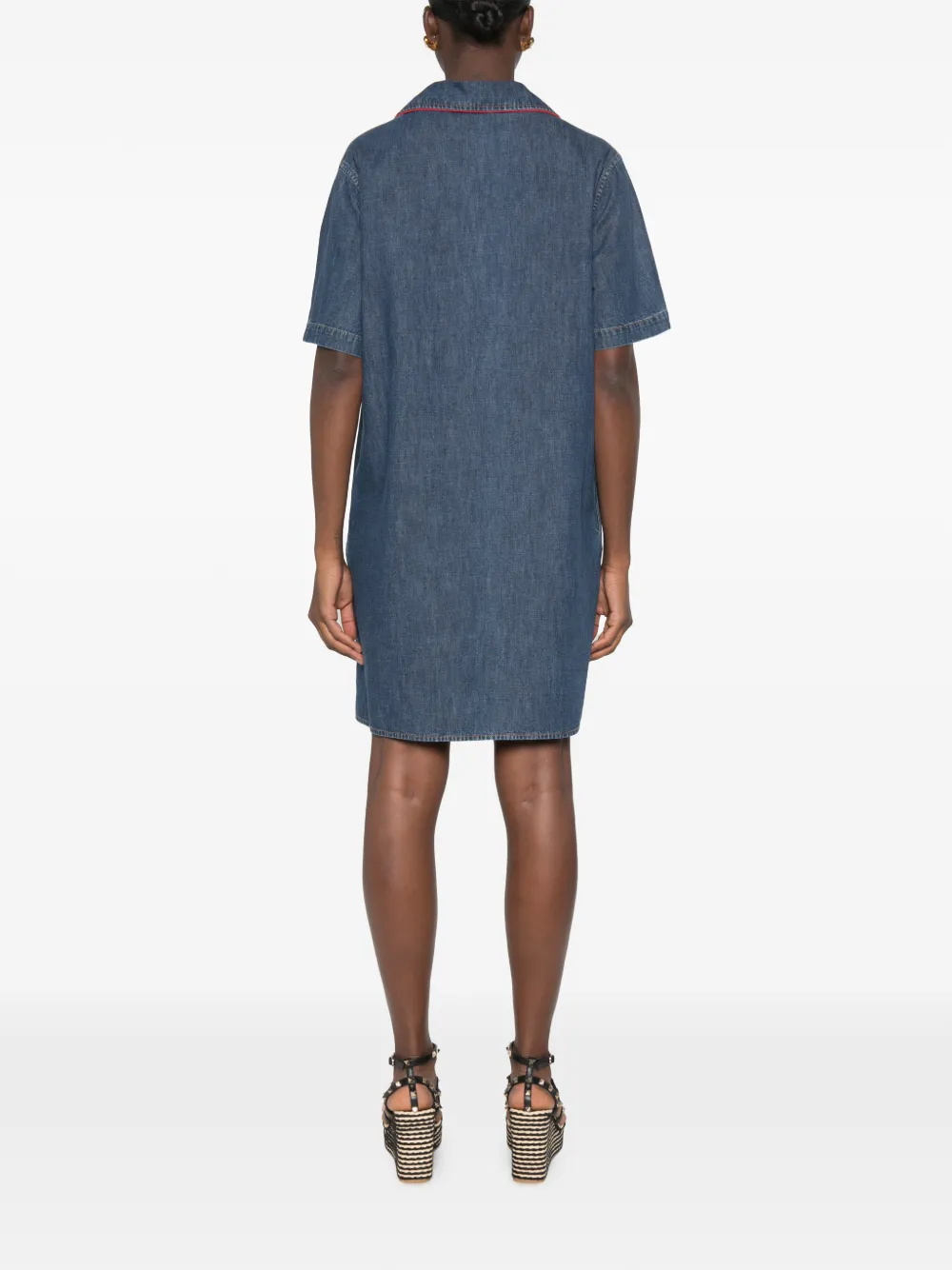 Valentino Garavani VLogo mini-jurk met contrasterende afwerking Blauw