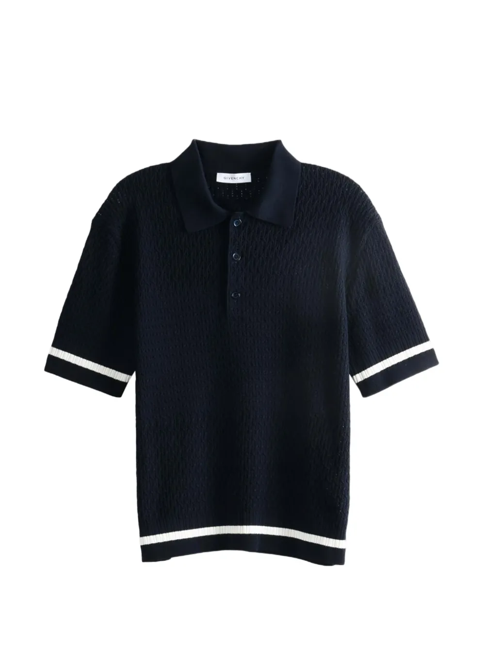 Givenchy stripe-trim textured polo shirt - Blu