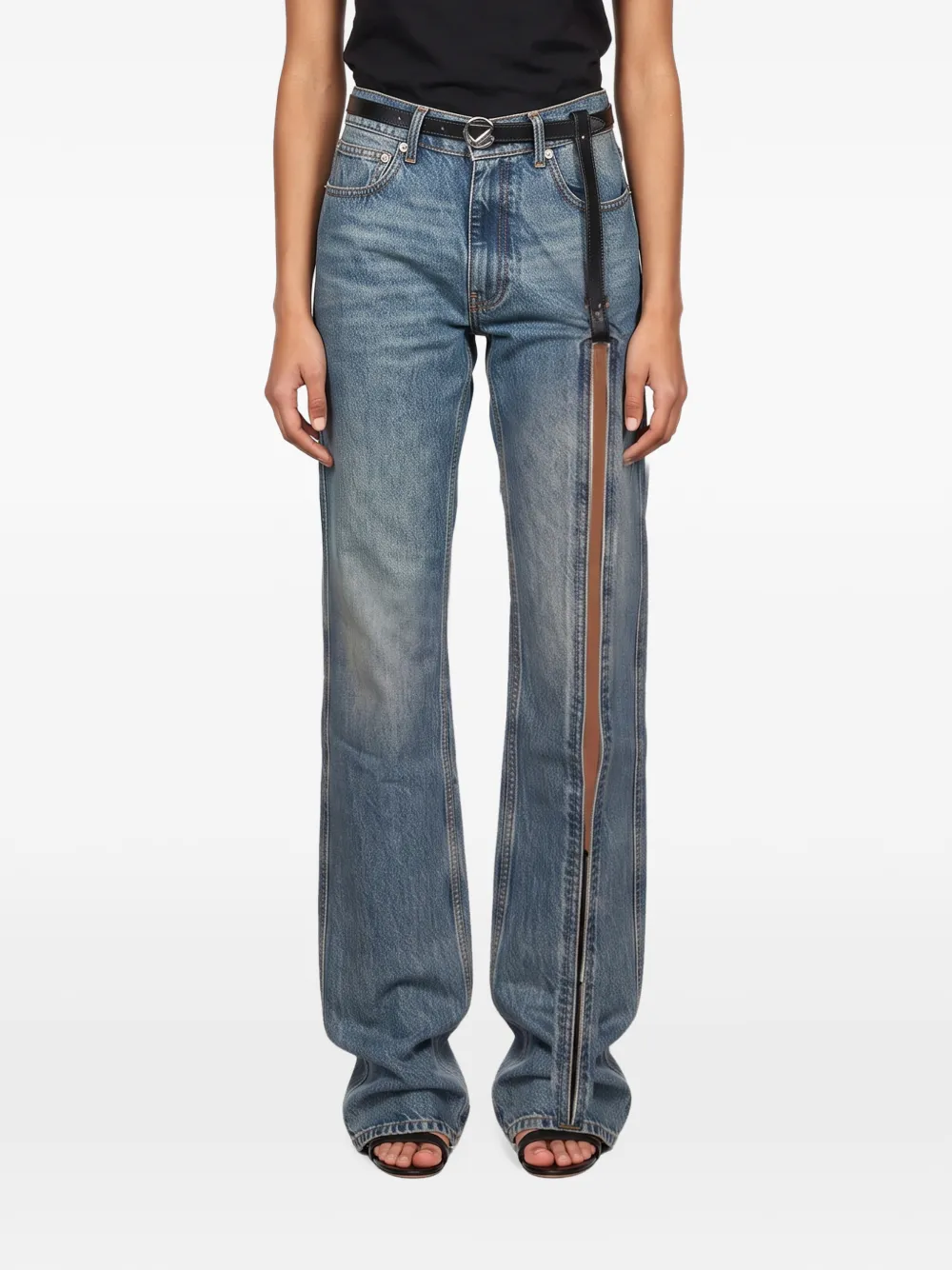 Coperni belted zip-detail jeans Blauw