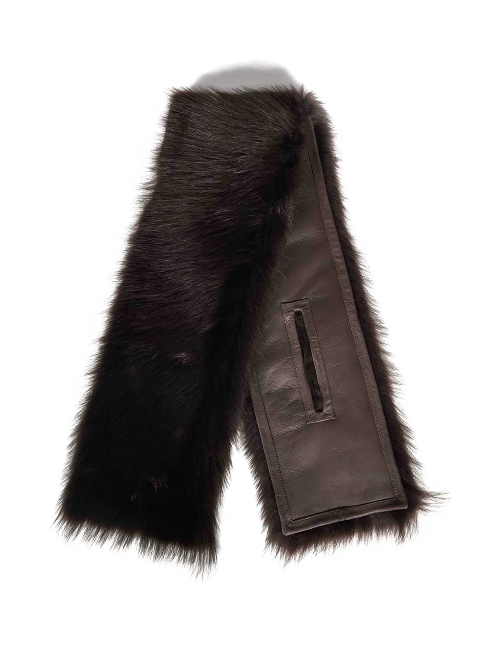 Magda Butrym faux-fur panelled leather scarf - Brown