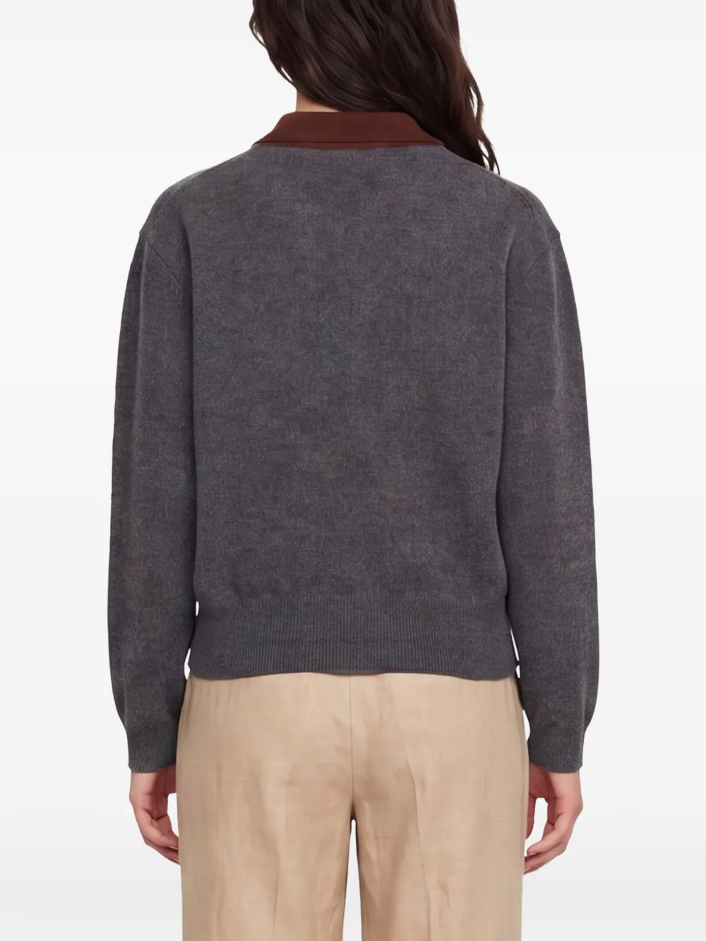 Marni Kasjmier polotop met logo-patch Grijs