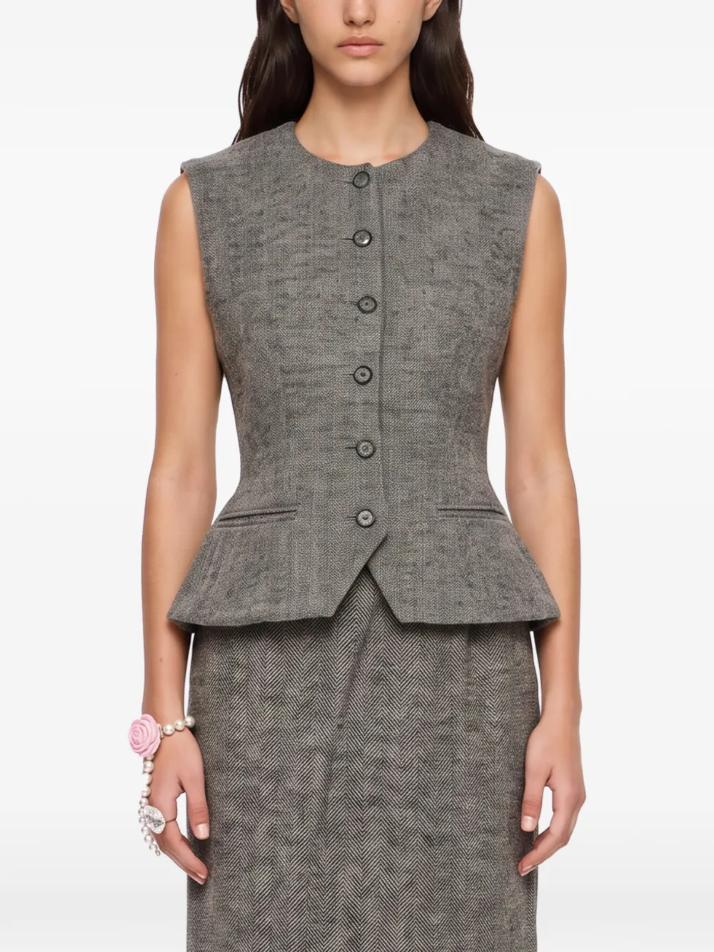 Magda Butrym herringbone peplum jacket Grijs