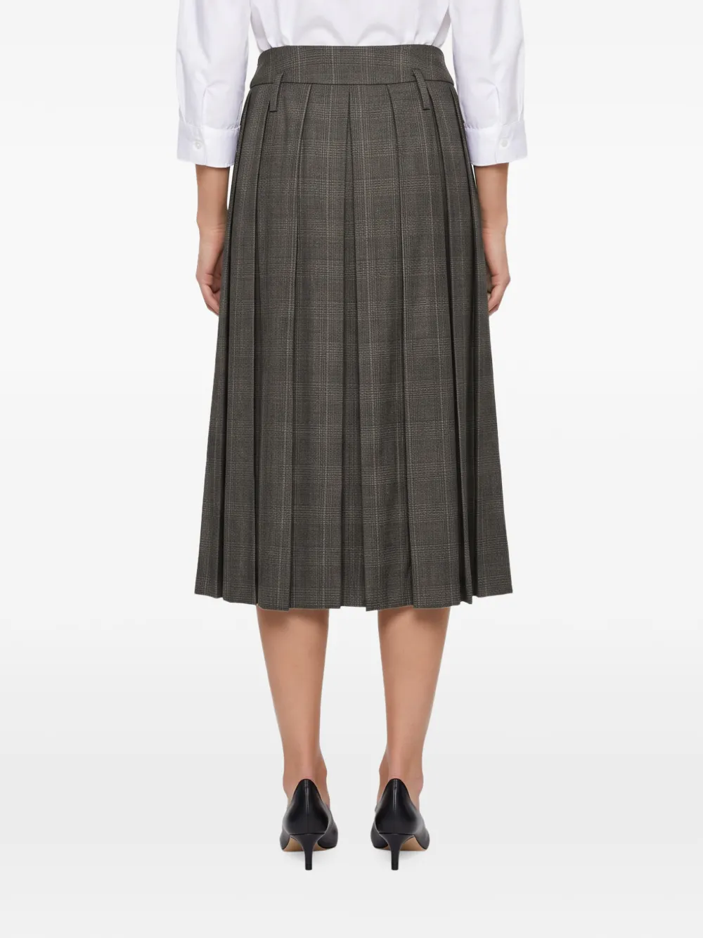 Simone Rocha Prince of Wales check pleated midi skirt Grijs