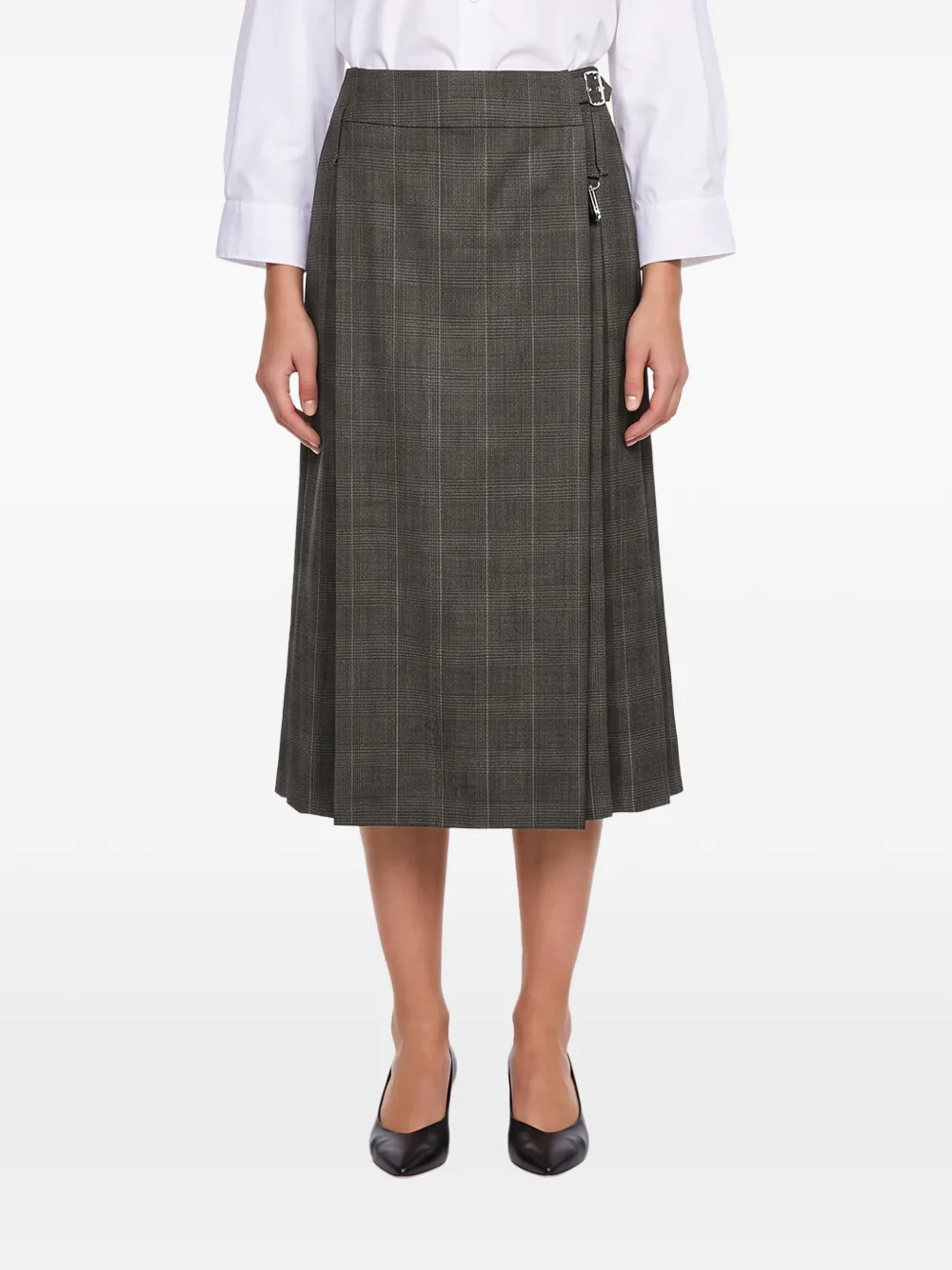 Simone Rocha Prince of Wales check pleated midi skirt Grijs