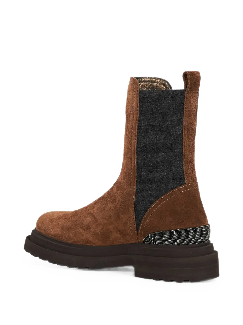 Brunello Cucinelli monili-embellished suede ankle boots Bruin
