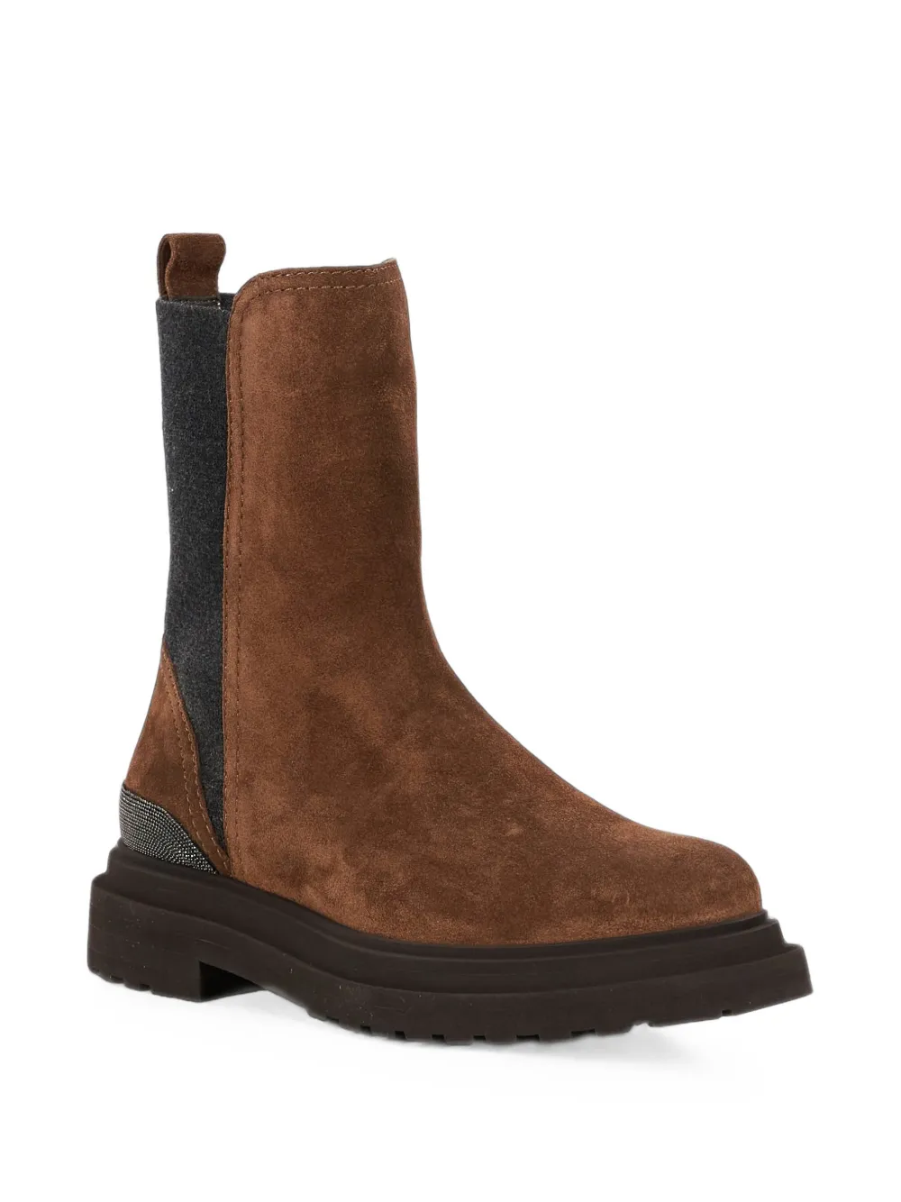 Brunello Cucinelli monili-embellished suede ankle boots Bruin
