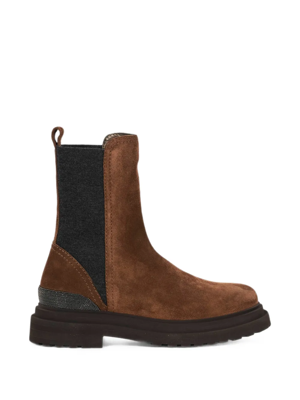 Brunello Cucinelli monili-embellished suede ankle boots - Marrone
