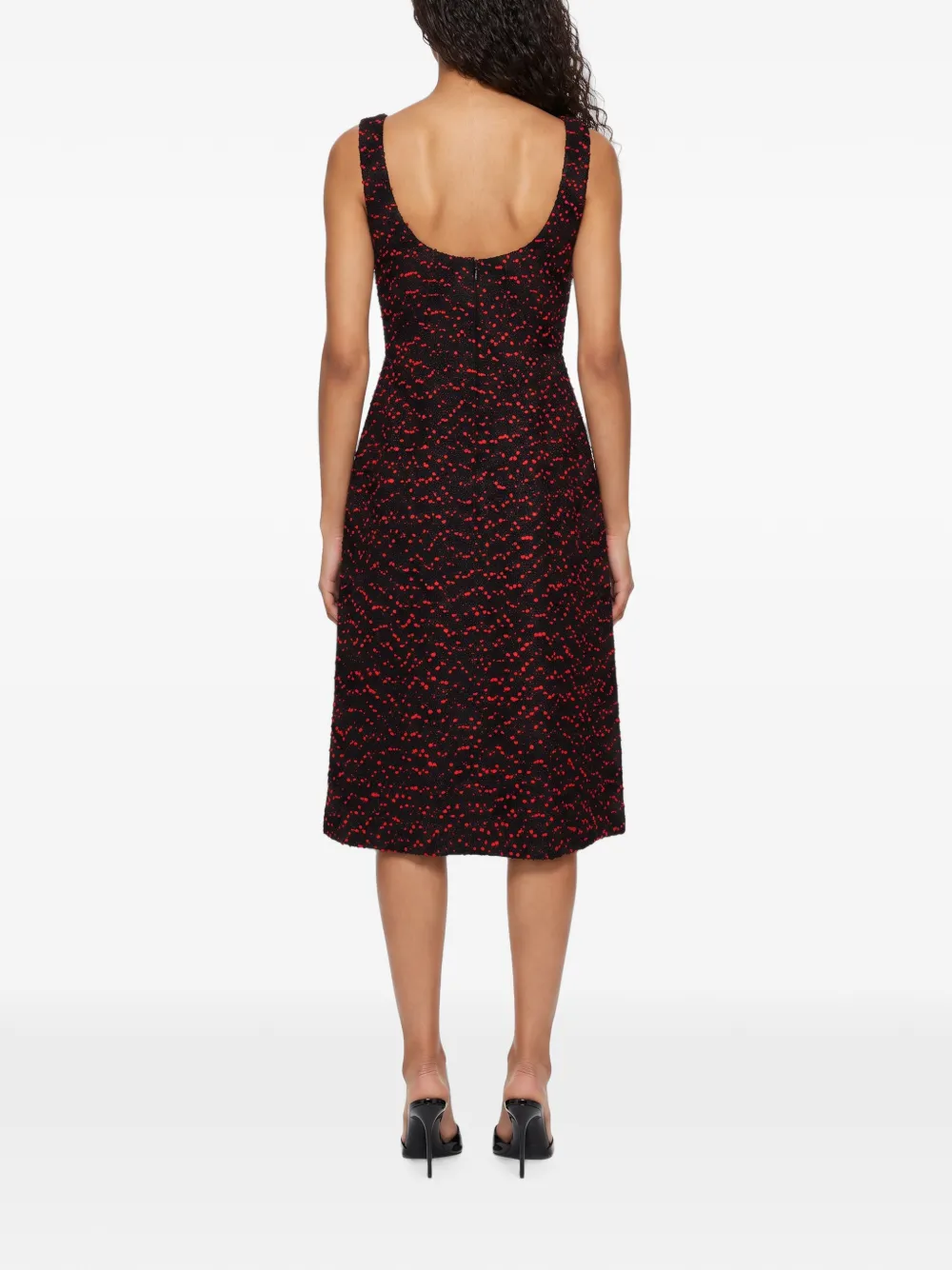 Elie Saab Tweed midi-jurk met opgestikte zak Zwart