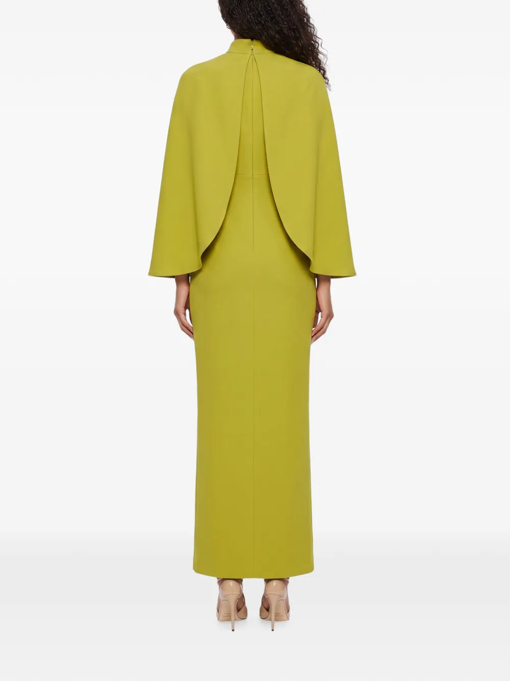 Elie Saab Cape Cady verfraaide maxi-jurk Groen